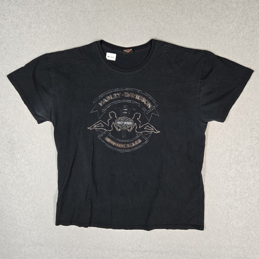 Harley-Davidson Men Shirt 2XL Black Graphic Motorcycle Logo Biker Pin Up Girl